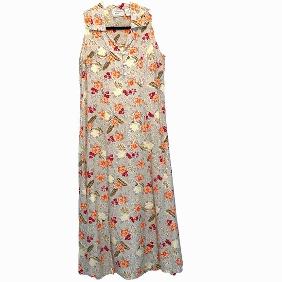 Access Linen Blend Floral Sleeveless Collared Maxi Dress size 8 - Picture 1 of 7
